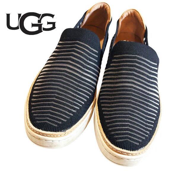UGG Shoes - UGG Sammy Breeze Slip On Sneaker Women 8.5 Black Knit Stripe Comfort Casual Shoe